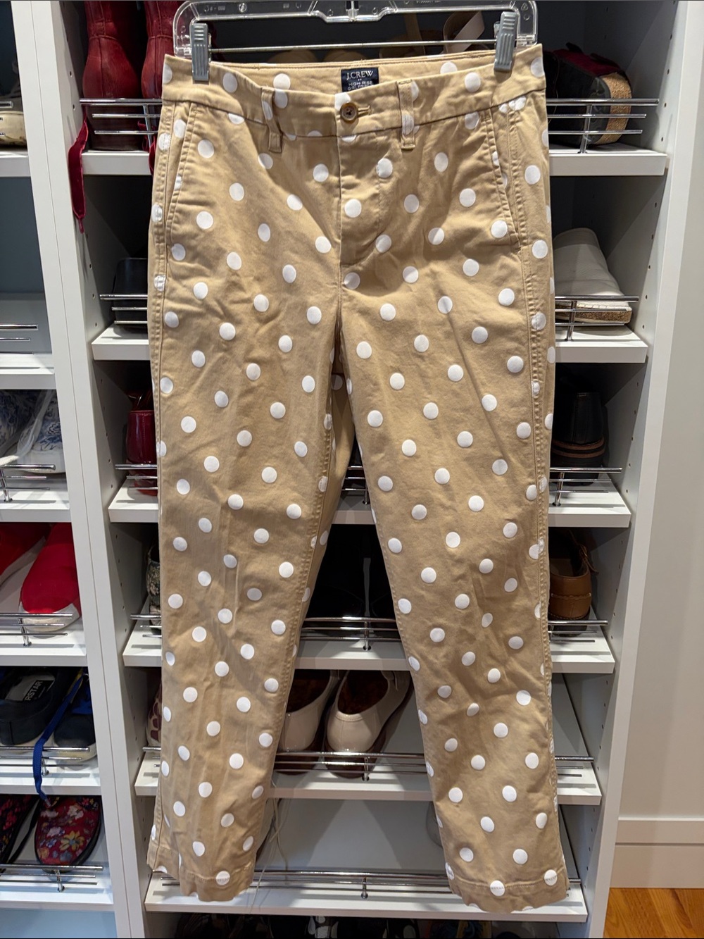 J. Crew Factory Beige Polka Dot Cropped Pants